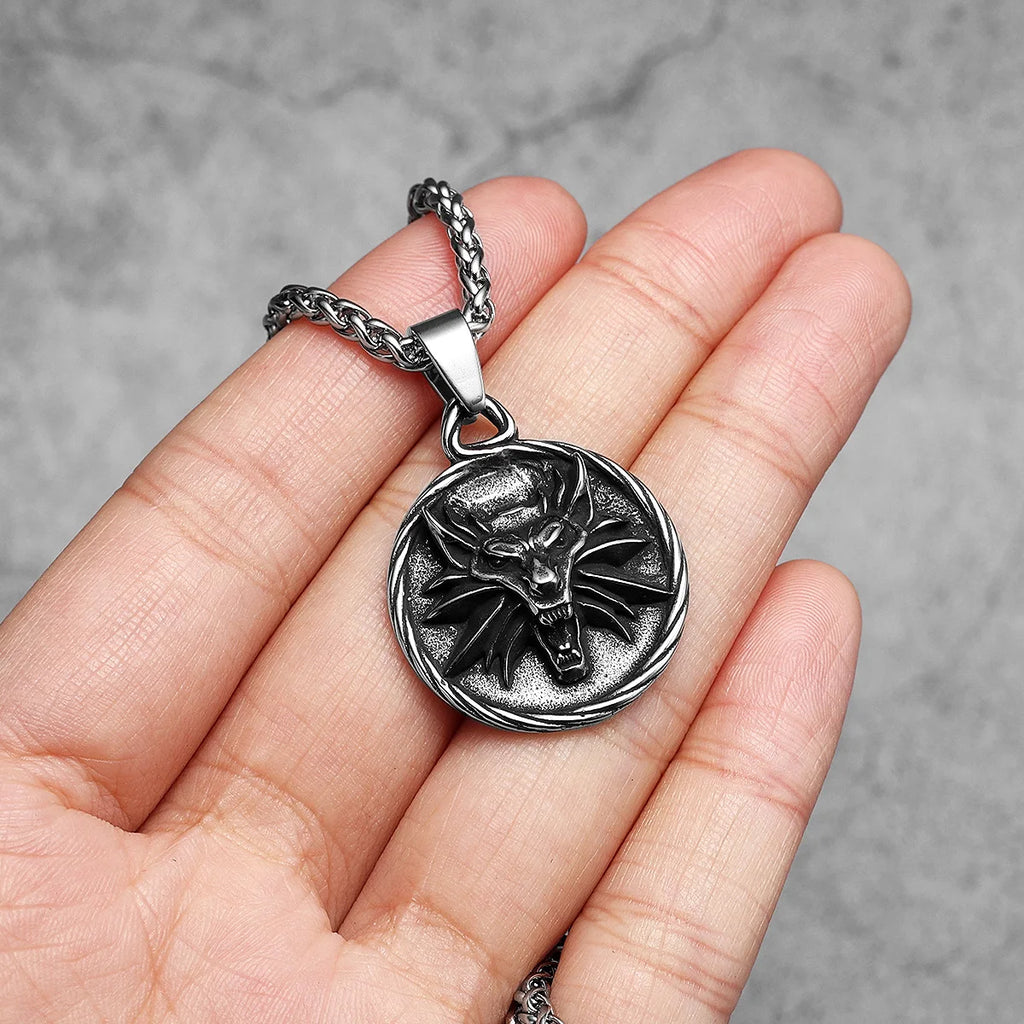 Wolf King Pendant Necklace Stainless Steel