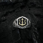 Poseidon Trident Adjustable Open Ring — Gold-Tone