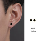 Trendy HipHop Titanium Steel Round Men's Stud Earrings Hippie Stainless Steel Black Drip Earings for Men Couple