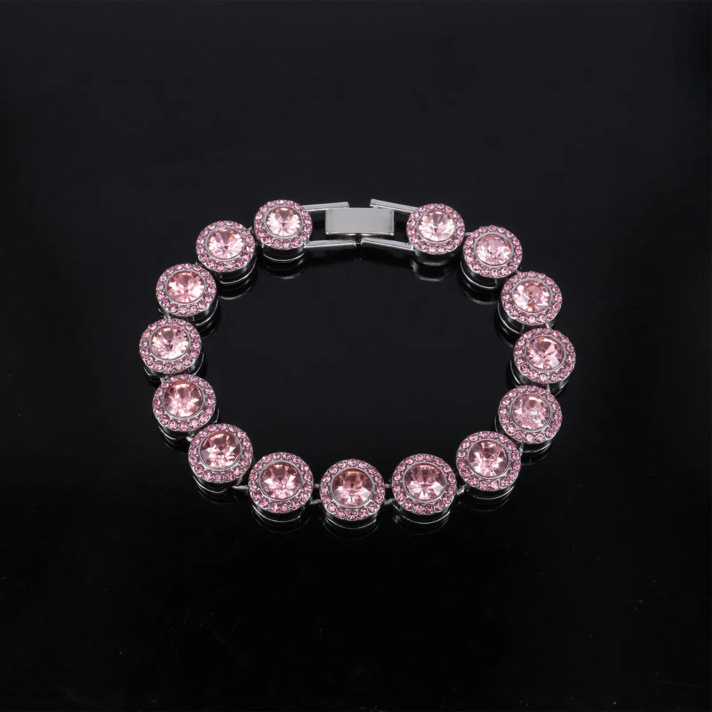 Round Rhinestone Tennis Bracelet & Necklace Set, 12mm Wide