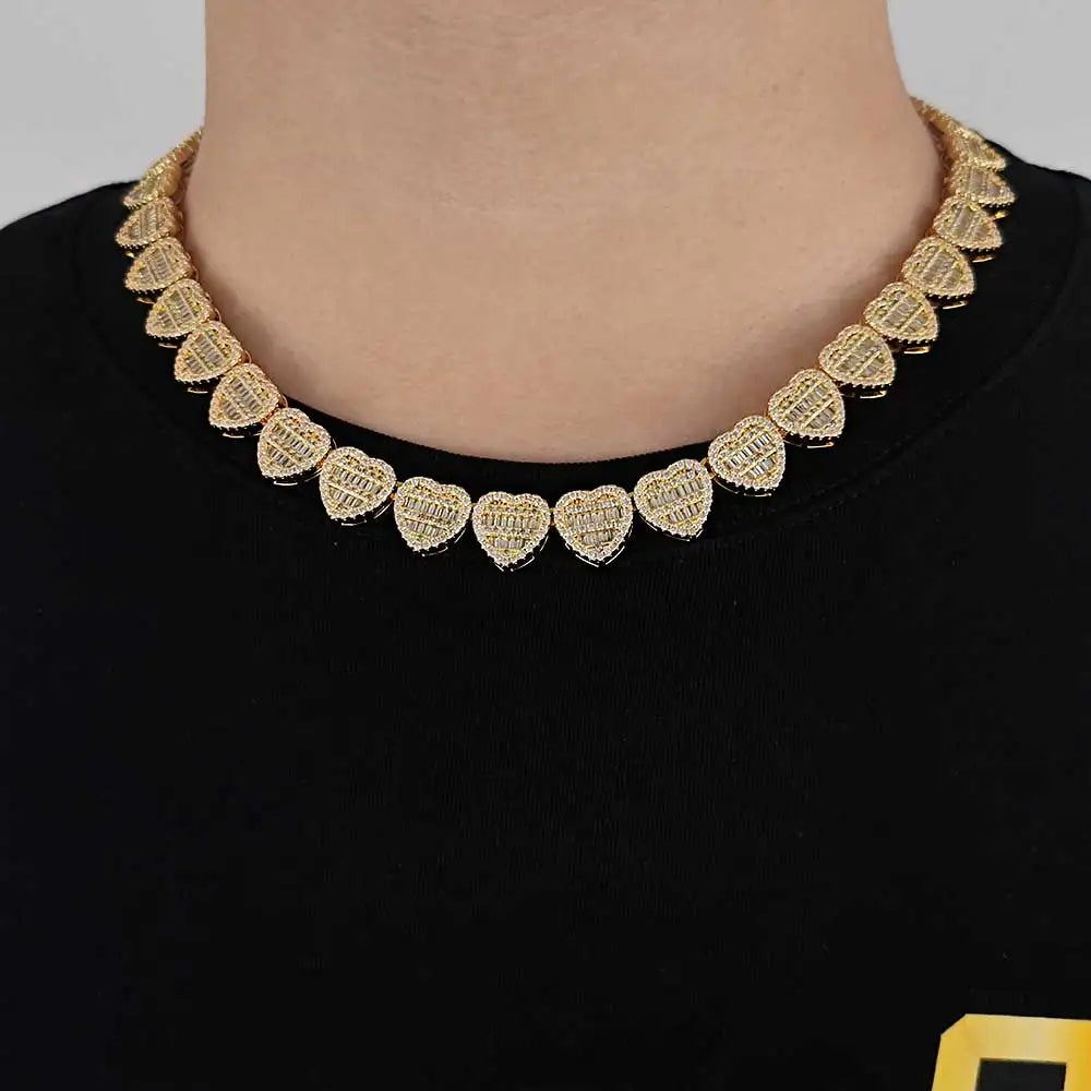 Iced Out Heart Necklace Stainless Steel 12MM