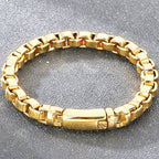 Vintage Cool 316L Stainless Steel Bracelet for Man 8MM Width Box Link Chain Cuff Bangle Classy Mens Boys Birthday
