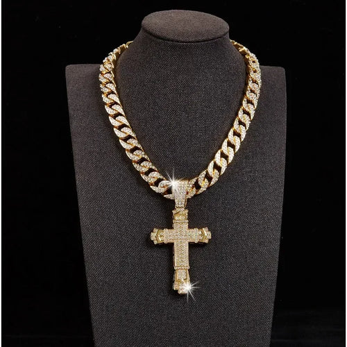Big Miami Cuban Cross Necklace — Mixed Metal Statement