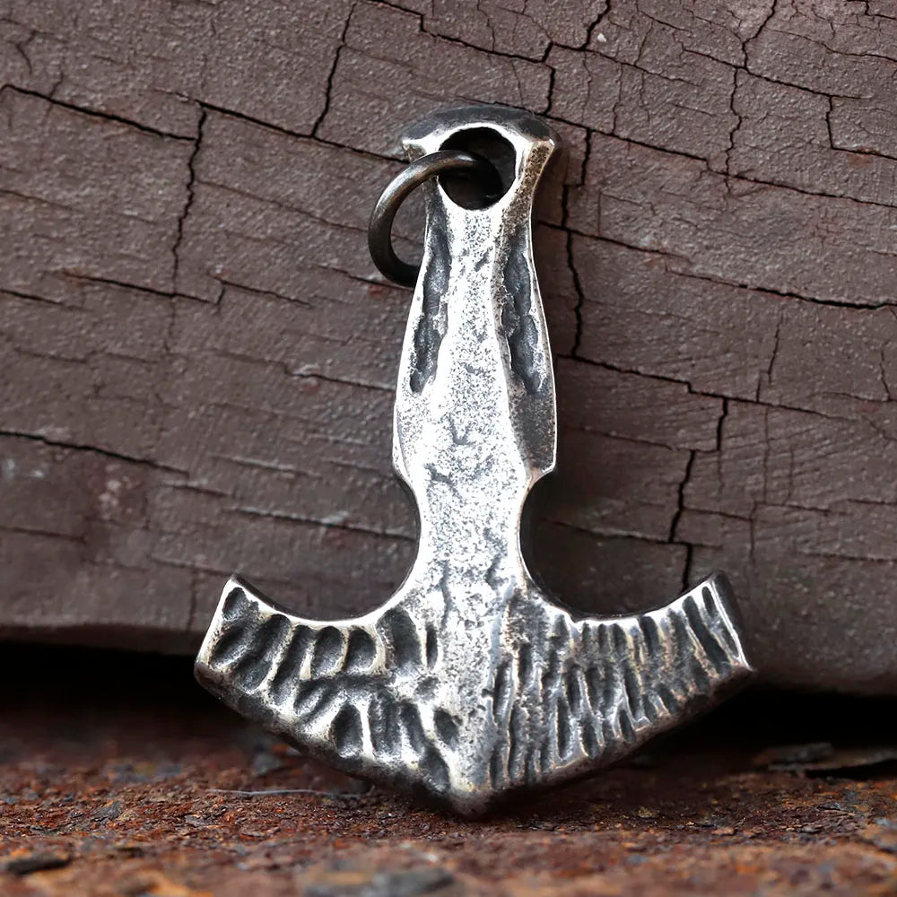 Viking Thor's Hammer Mjolnir Pendant Necklace — Stainless Steel
