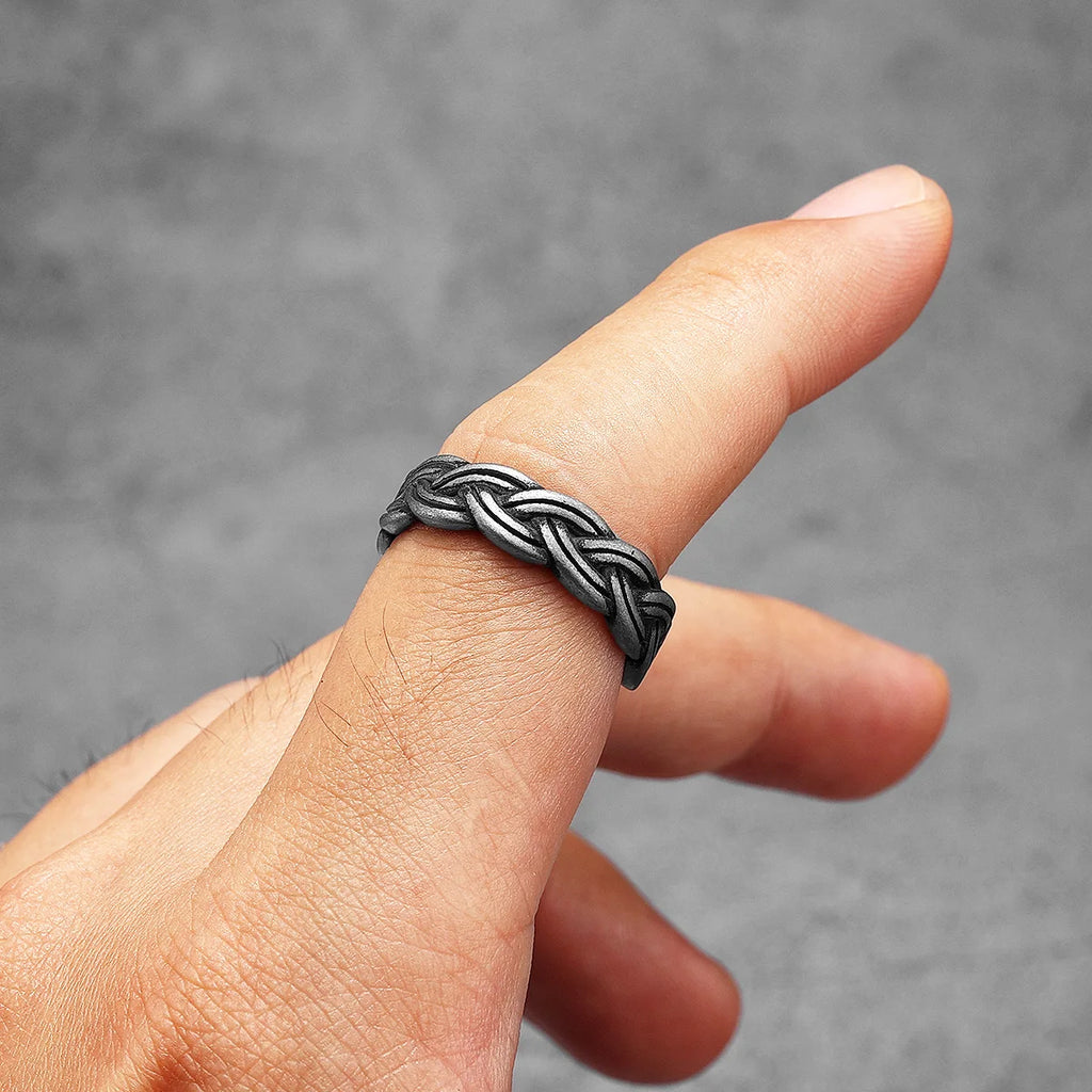 Braid Open Ring Stainless Steel Retro