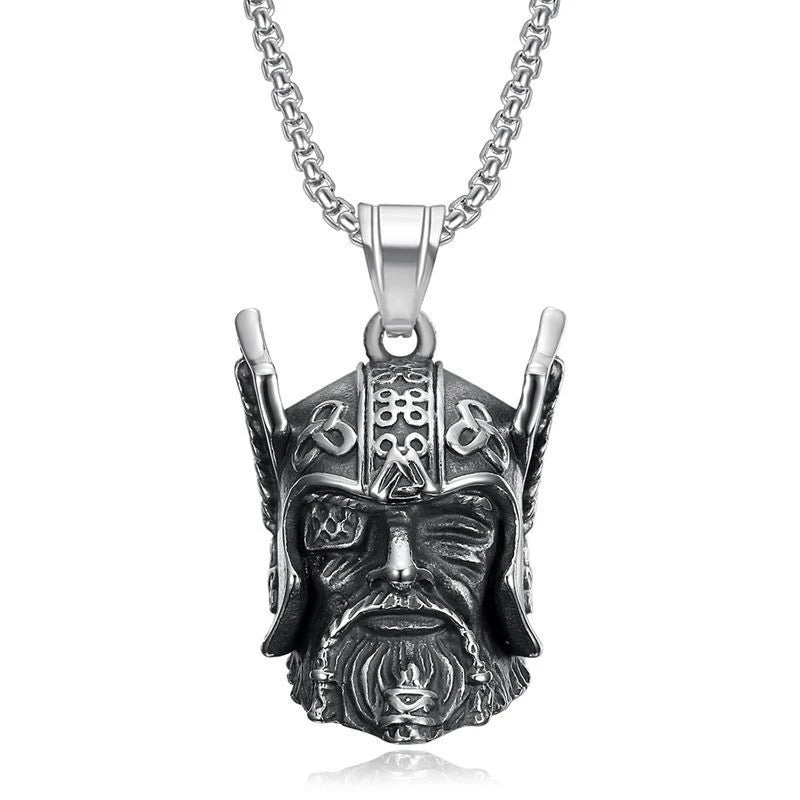 Vintage Design Viking Warrior Bell Pendant Motorcycle Wind Nordic Odin Guardian Bell Necklace Gift Jewelry Accessories