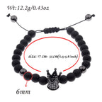 DOUVEI 6mm Pave Zircon Crown Weaving Bracelet Charm Men Black Matte Bracelets For Women Dropshipping ABL007