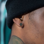Iced Out Compass Star Stud Earrings — Stainless Steel