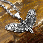 Death Head Moth Skull Pendant Necklace For Men Stainless Steel Gothic Punk Jewelry Halloween Animal Theme Collar Chain Gifts