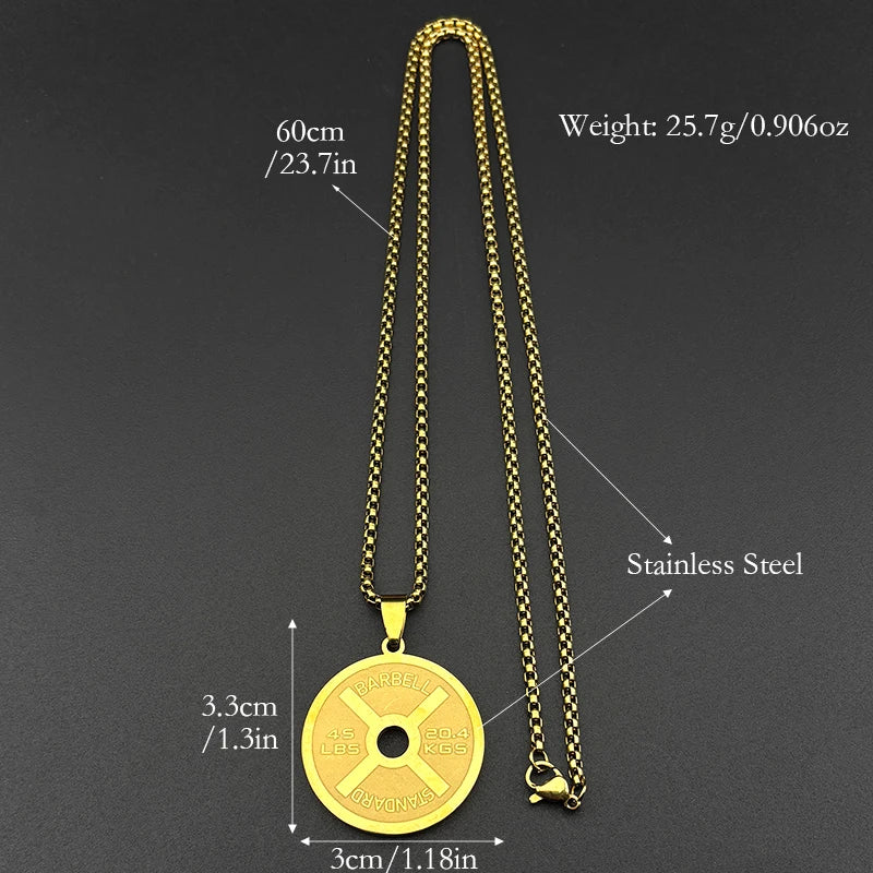 Barbell Plate 45 LB Dumbbell Pendant — Gold