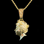 Aokaishen Iced Out United kingdom Queen Head Necklace Pendant for Men Real Gold Plated 5A Cubic Zirconia Hip Hop Jewelry