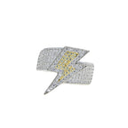 Iced Out Lightning Bolt Ring Cubic Zirconia — Two-Tone