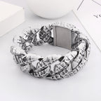30mm Stainless Steel Dragon Heavy Curb Bracelet for Men Vintage Foundry Armor Tapping Pattern Cuban Male Bangle Jewelry