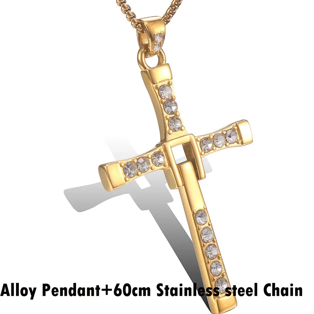60cm Length Stainless Steel Pendant Necklace Solid 78*45mm Big Size Cross Men Waterproof Neck Jewelry Drop Shipping