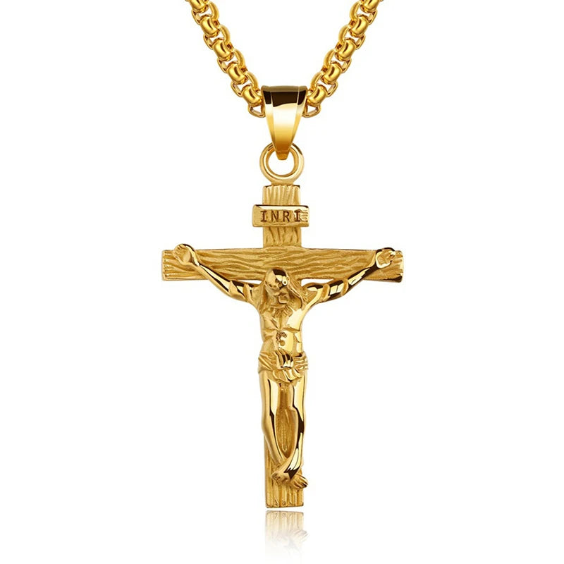 Jesus Cross Gold Pendant Necklace