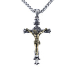 New Vintage Jesus Cross Pendant Necklace For Men Stainless Steel Punk Cross Religious Necklaces Fashion Amulet Jewelry