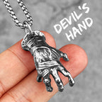 Devil Hand Skull Pendant Necklace — Stainless Steel