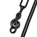Musical Note Treble Clef Pendant Necklace For Women Men Stainless Steel Gold Color Hiphop Fashion Daily Wear Gift
