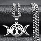 Wicca Triple Moon Pendant — Silver Stainless