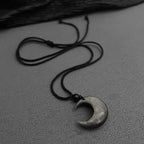 Lucky Crescent Moon Crystal Necklace Natural Stone Pendant Black Obsidian Opal Rope Wrap Necklace Adjustable