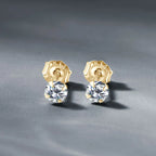 IOGOU 14K Solid Gold Moissanite Round Stud Earrings for Women Men GRA Certified Moissnaites 3mm 4mm 5mm 6mm 6.5mm Gold Jewelry