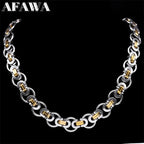 Hiphop Byzantine Round Link Chain Necklace for Women Men Gold Color Stainless Steel Male Thick Chains Jewelry collar