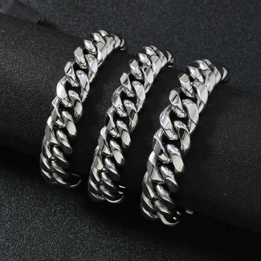 Cuban Steel Bracelet 316L 13mm/15mm Punk