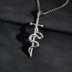 Cross Snake Cuban Chain Pendant Necklace