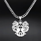 Gothic Double Dragon Star Pendant — Silver