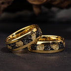 8MM Meteorite tungsten ring for man fashion jewelry Men's wedding bands Inlaid gold leaf engagement rings fine gifts