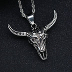 Vintage 316L Stainless Steel Goat Necklace Hanging Men Chain Street Hip Hop Style Gothic Skull Pendant Jewelry Accessories