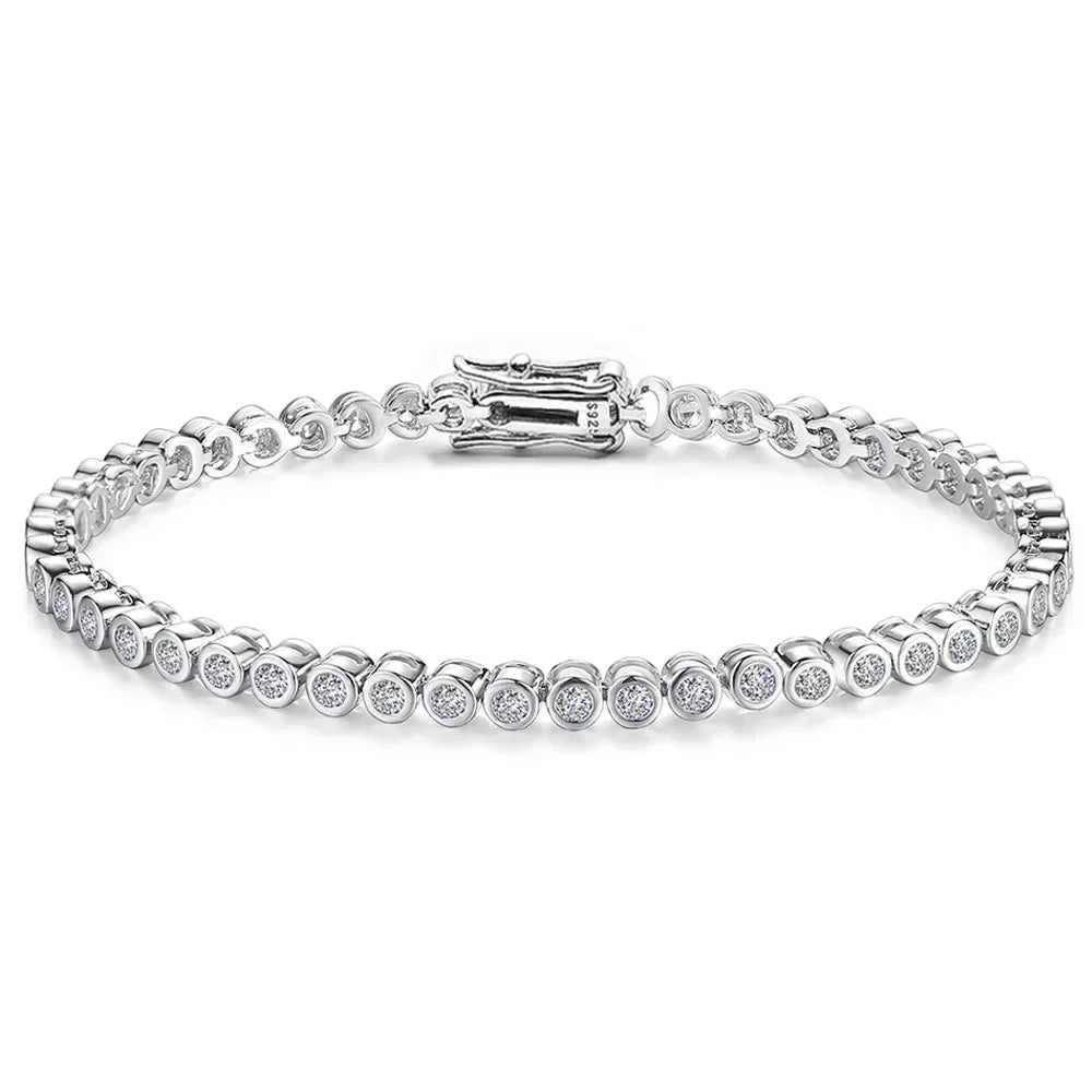 GRA Certified 2mm Moissanite Tennis Bracelet for Women Man 925 Sterling Silver Plated 18k Gold Round Bubble Diamond Bracelets