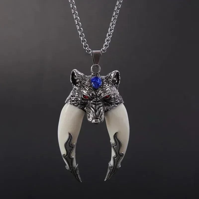 Retro Punk Turquoise Bull Head Pendant Necklace for Men Fashion Hip Hop Motorcycle Riding Trend Cool Personalized