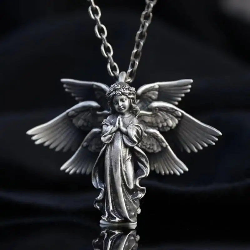 Vintage Punk Mythology Style Metal Sexy Angel Goddess Pendant Necklace for Men Women Classic Mysterious Souvenir Jewelry
