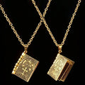 1pc Fashion Polished Alloy Bible Book Design Pendant Necklace For Men And Women Vintage Flipped Bible Necklace Gifts For Friend