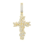 New Iced Out Bling CZ Cross Pendant Necklace Silver Color Prong Setting Cubic Zirconia Jesus Charm Men Women Hip Hop