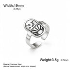 Sun Moon Star Adjustable Ring Vintage Celestial Tarot Signet Ring Stainless Steel Statement Open Ring Wiccan Spiritual