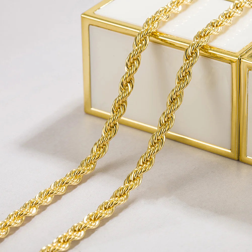 Men 100%925 Sterling Silver 3mm Twist Rope Chain Necklace Women Diamond Cut Clasp Box Chain 16-30 inch Chocker Jewelry
