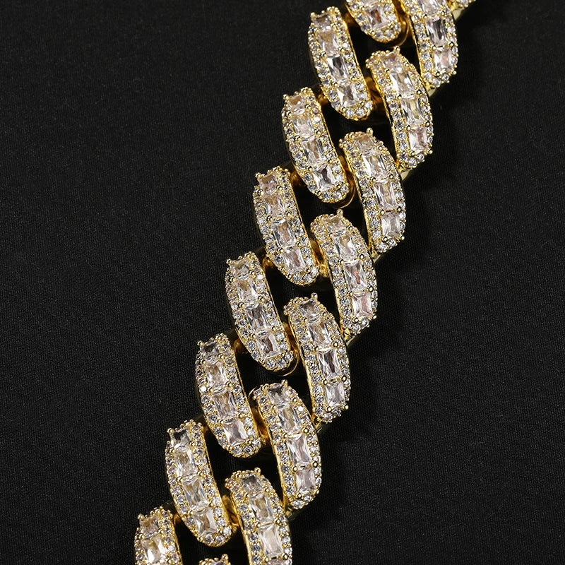 Iced Out CZ Cuban Miami Link Chain Necklace 25mm — Two-Tone