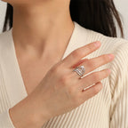 Hollow Geometric Animal Head Adjustable Ring — Stainless Steel