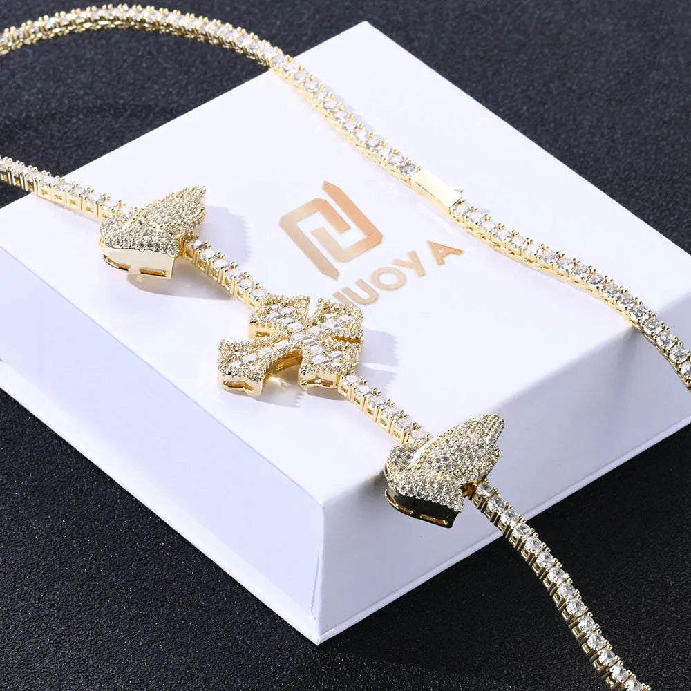 Cross Tennis Necklace Iced Out 5A CZ