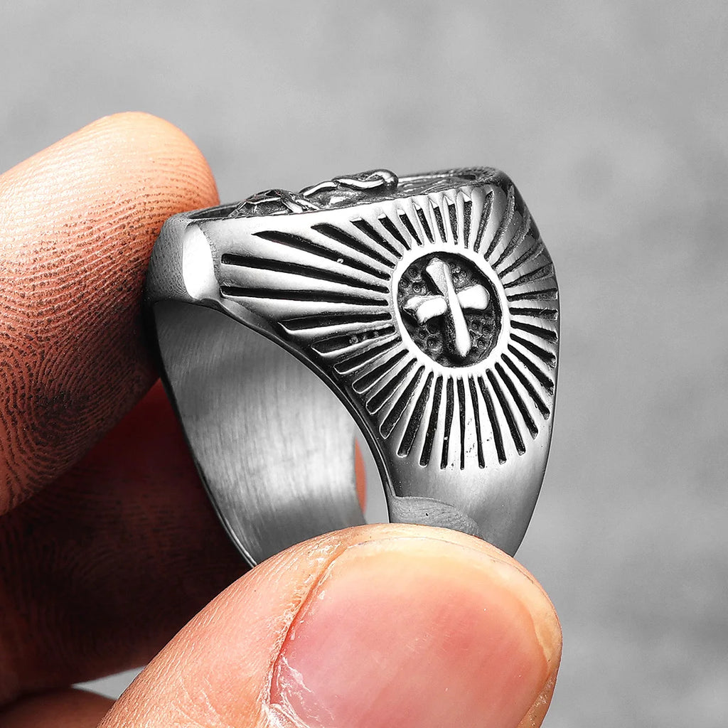 Cross Jesus Ring Stainless Steel
