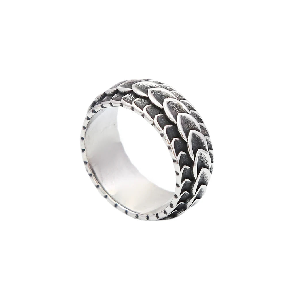 Vintage Stainless Steel Vikings Dragon Scale Ring Rock Punk Norse Viking Dragon Spine Rings For Men Wedding Band Jewelry Gifts