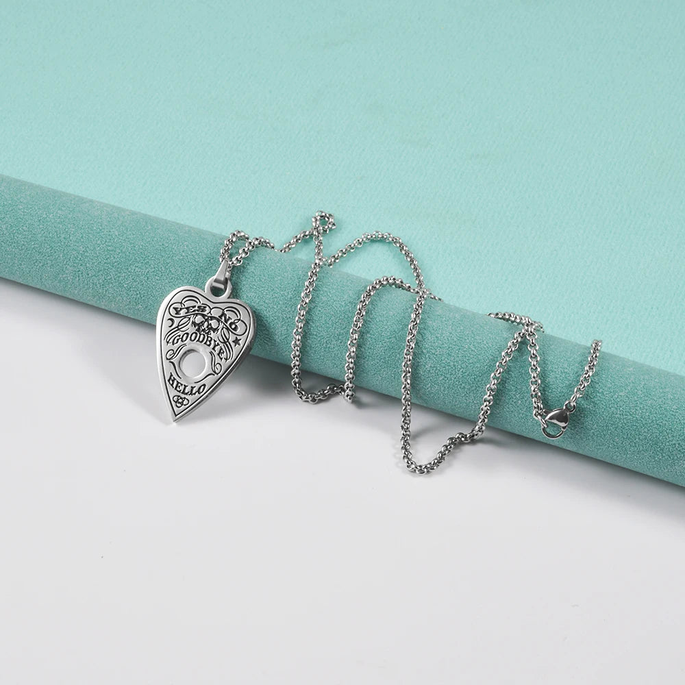 1/5/10 Piece Surgical Stainless Steel Heart Shape Pendant Ouija Board Planchette Necklace Cain Fashion Jewelry