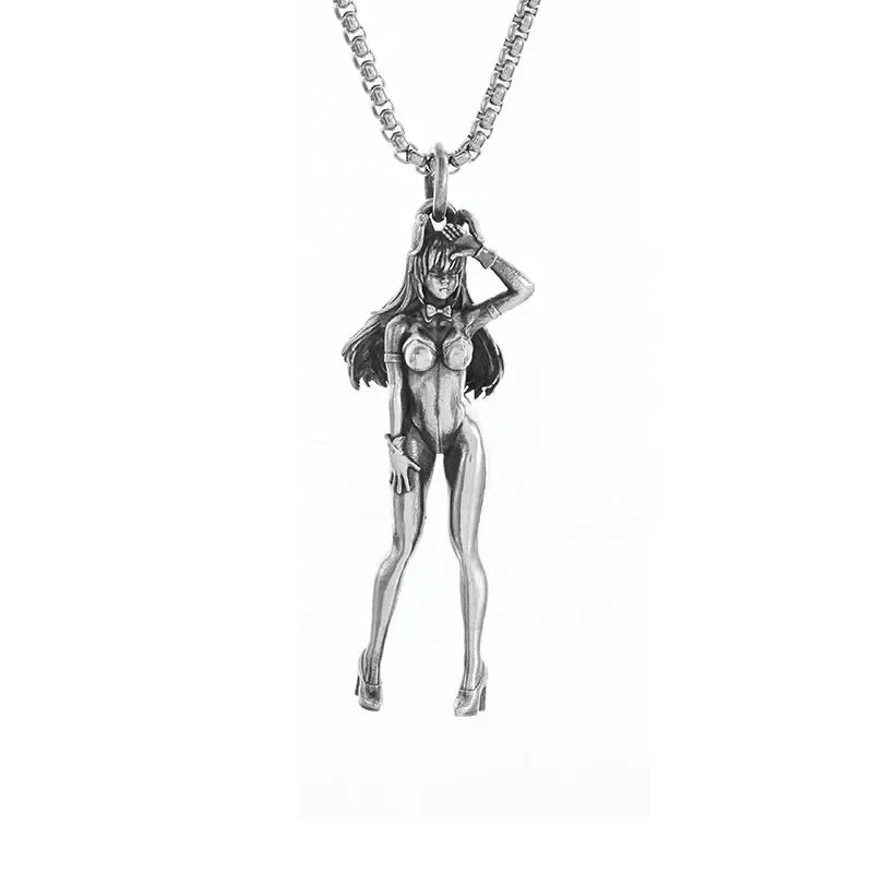 Cat Wings Animal Pendant Necklace — Silver