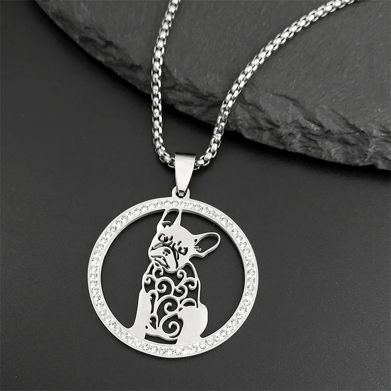 Iced Out Silver Chain French Bulldog Chihuahua