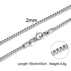 Mens Thin Box Chain Necklace,1/2MM Stainless Steel Chain Link Collars Gifts,Male Jewelry,18 to 24 Inch