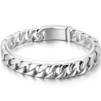 Man Bracelet Homme 12MM Wide Stainless Steel Curb Chain Charm Bracelets On Hand Bands for Men Vintage Mens Jewellery