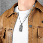 Vintage Lion Head Dog Tag Necklace — Stainless Steel