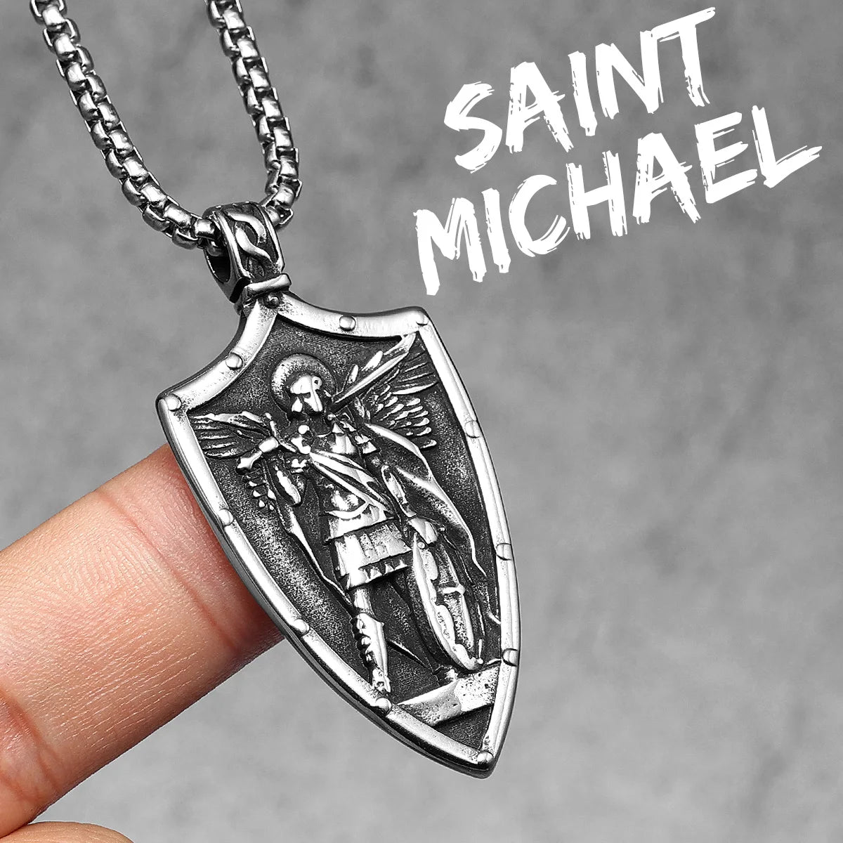 Archangel Necklaces St.Michael Pendants 316L Stainless Steel Men Women Amulets Chains Rock Punk Rider Jewelry Gift Dropshipping